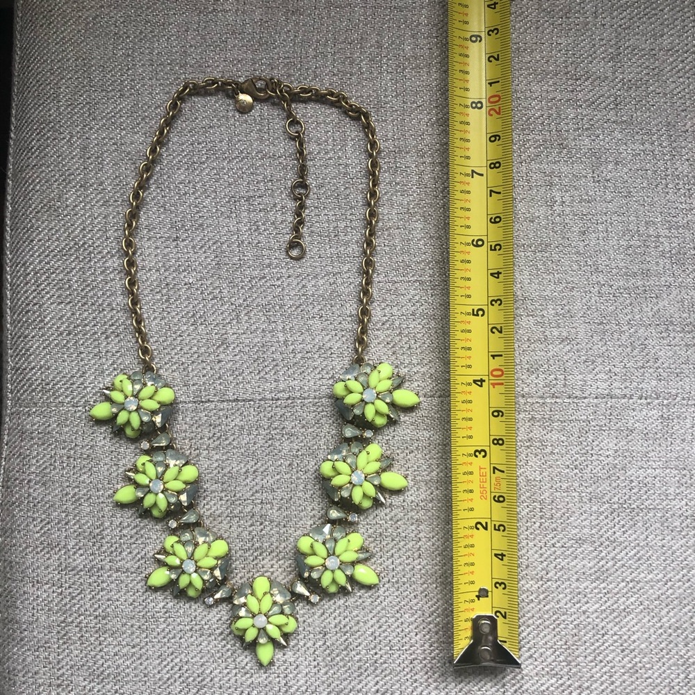 J Crew neon yellow green statement necklace